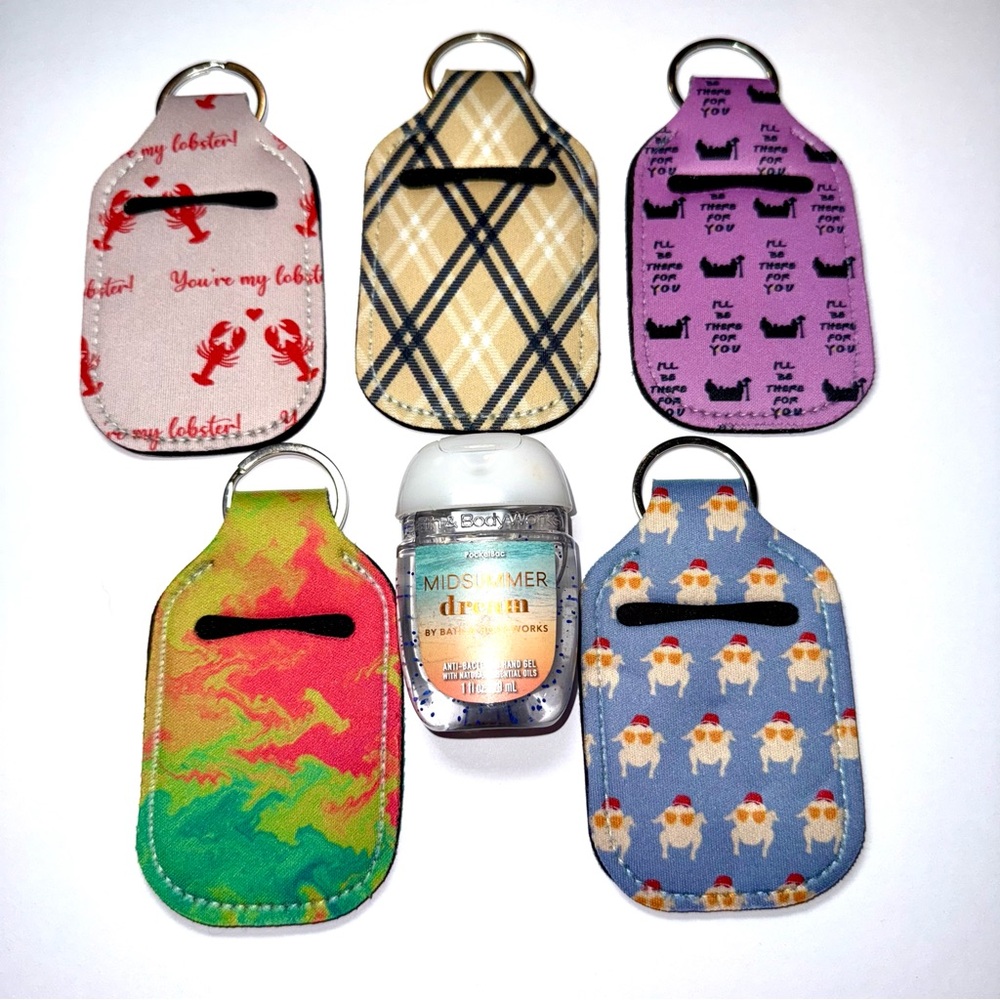NWOT-Colorful Hand Sanitizer Holder Keychains (5)